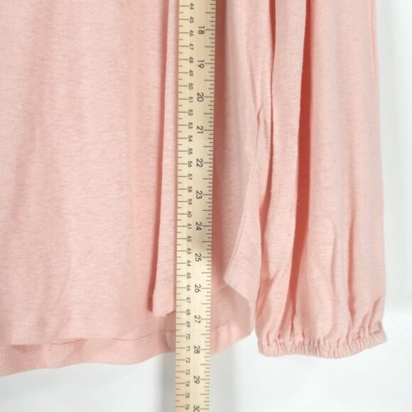 NWT LAUREN RALPH LAUREN BLACK LABEL LINEN Blend Ruffle Neck Top Keyhole Neck LG - Picture 9 of 15